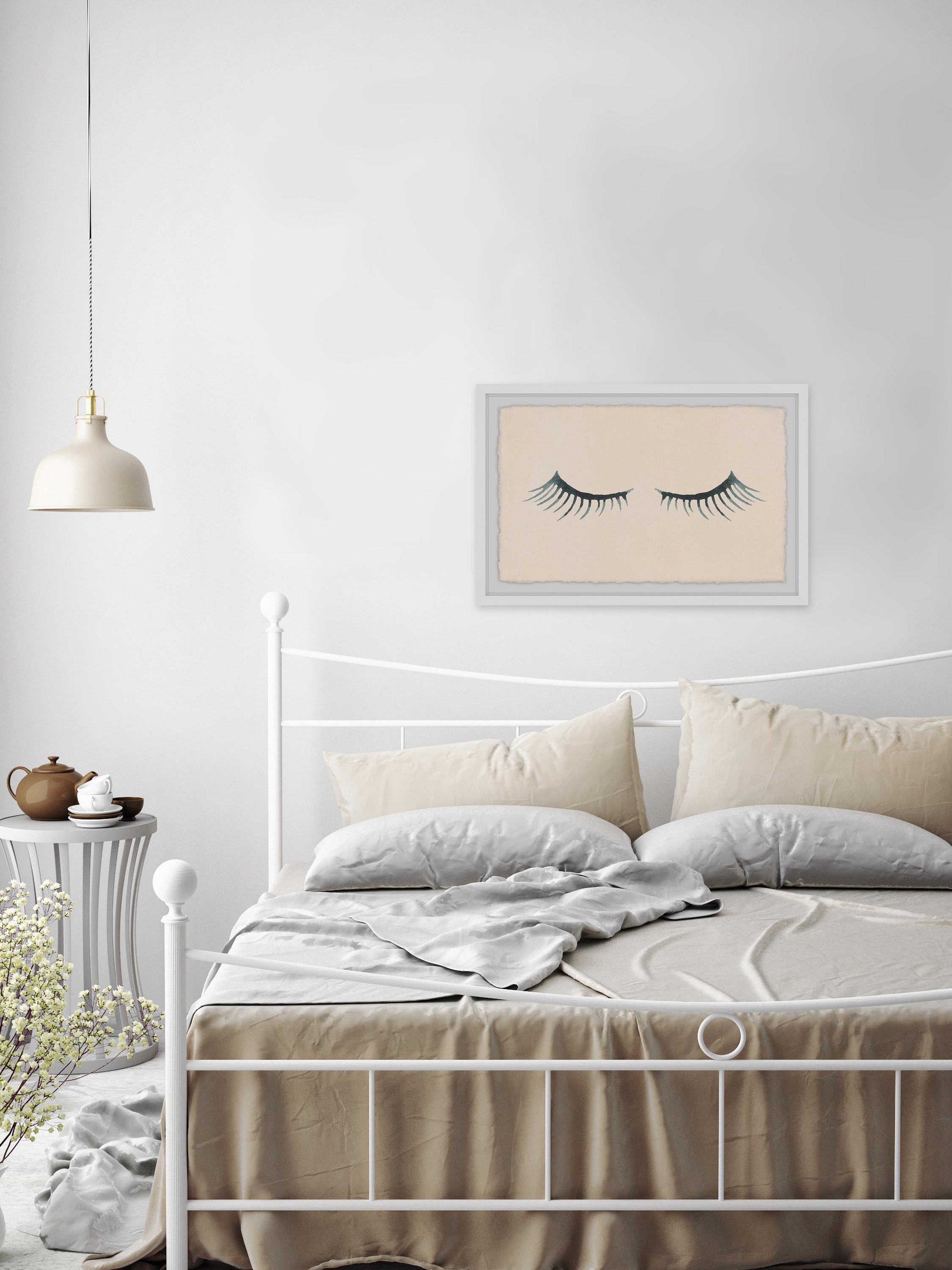 Closed Eyelashes Framed Painting Print