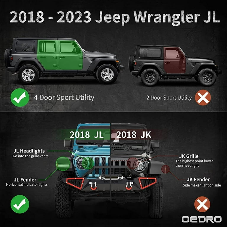 Ledkingdomus Running Boards for 2018-2024 Jeep Wrangler JL & Unlimited 4 Door DIY Side Steps
