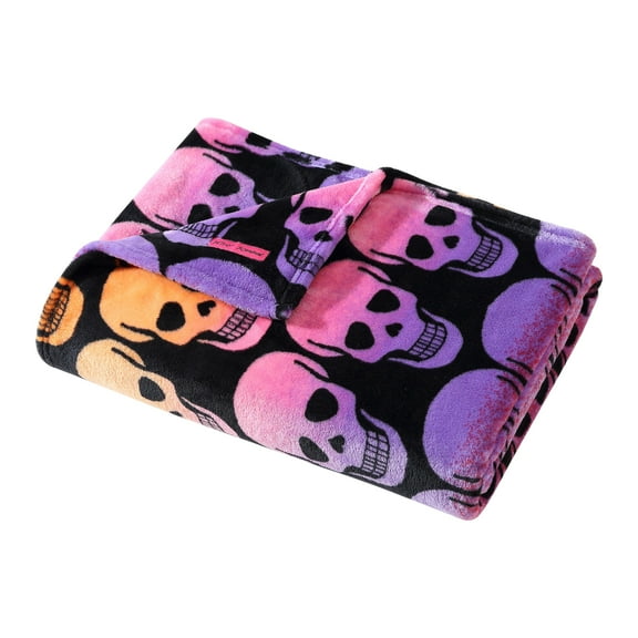 Betsey Johnson Skull Ombre Black 50" X 70" Throw Blanket