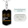thumbnail image 2 of Mari Papa Bitcoin Hodler Crypto Acier Inoxydable Ou 18k or Premium Pivotant Chien Tag Porte-Clés, 2 of 8