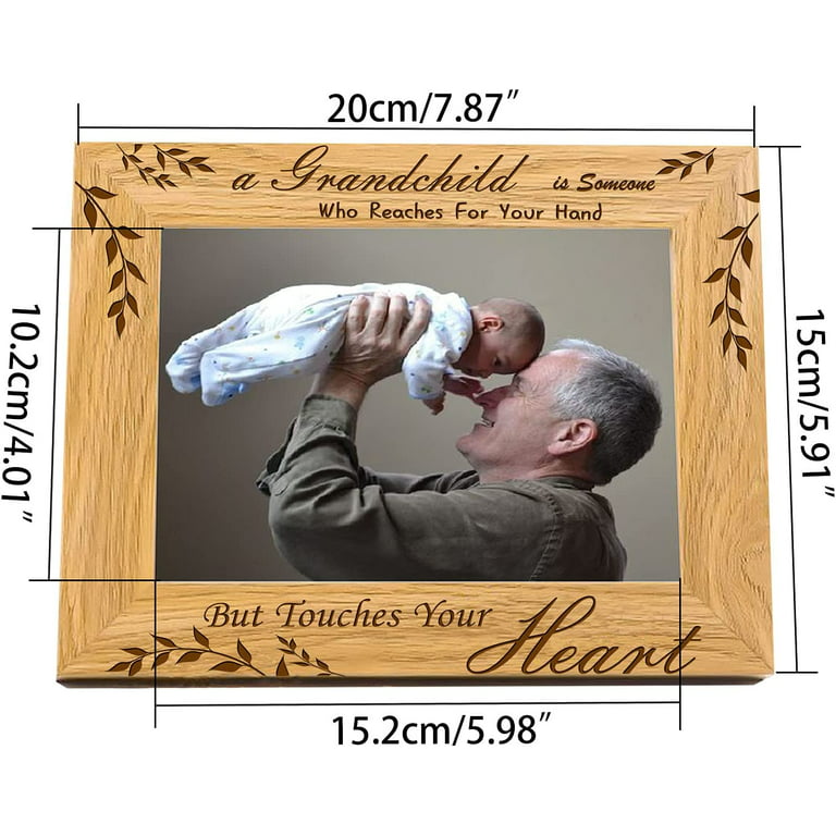 6x4 Inch Grandparents Picture Frame Hanging Tabletop Wood Photo Frame  Rectangle Frame with A Grandchild is Someone Who Reaches for Your Hand But  Touches Your Heart Words Horizontal 