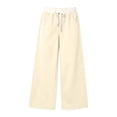 thumbnail image 7 of ZHYou No Boundarie Womens Color Blocked Fleece Sweatpants Drawstring Elastic High Waist Loose Wide Leg Pants with Pockets,Beige,Size 2XL, 7 of 7