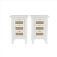 thumbnail image 4 of Wood Nightstands Set of 2, Farmhouse Night stand with Rattan-Woven Surfaces and Three Drawers, White Bed Side Table for Bedroom, 4 of 9