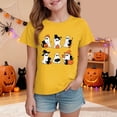 thumbnail image 2 of 9-10 Years Kid's Short Sleeved Halloween Bow Print T Shirt For Boys And Girls Spooky Seaon Tops 1T 2T 3T 4T 5T 6T 7T 8T 9T Yellow T-Shirt for Boy Girl, 2 of 5