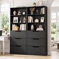 thumbnail image 2 of Walsunny Bookshelf with 3 Large Drawers 71" Wooden Storage Bookcase with 3 Display Shelves for Living Room Home Office Black, 2 of 7