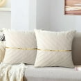 thumbnail image 1 of Elegant Couch Accents, Throw Pillow Covers with Wavy Gold Thread Pattern, Polyester Fabric for Unmatched Durability, Square Pillowcase for Your Bed or Sofa (Set Of 2, Beige), 1 of 6