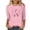 #0001-Pink, variant on Gift 3/4 Length Sleeve Womens Tops Crew Neck Breast Cancer Awareness Cute Duck Pink Ribbon Heart Graphic Blouses Relaxed Fit Inspirational Daily Tees