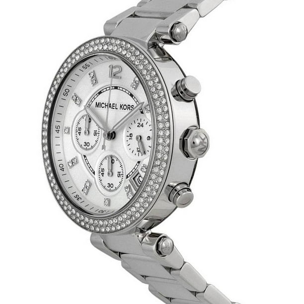 Michael Kors MK5353 Parker Silver Chronograph Women s Glitz Stainless Watch 39MM Walmart
