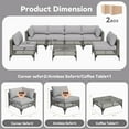 thumbnail image 2 of YODOLLA 7 Pieces Patio Conversation Set with Tea Table, Outdoor Sectional PE Rattan Wicker Furniture Seat, Gray Rattan& Light Grey Cushion and Pillow, 2 of 7