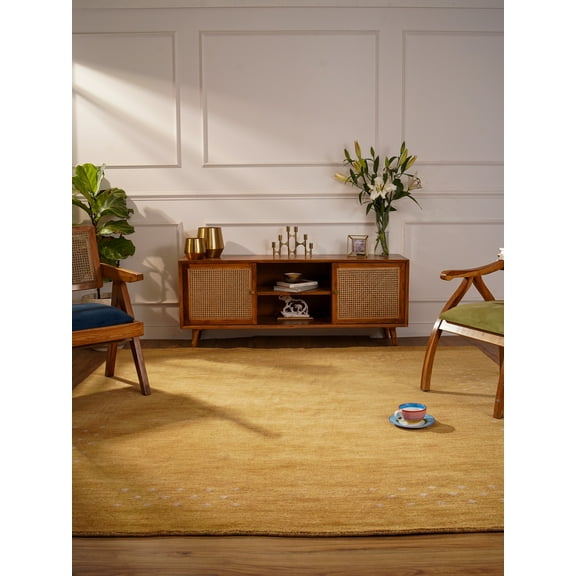 Rugsotic Carpets Handmade Rugs Hand Knotted Loom Rectangle 4'x6' Gold Wool for Indoor Use