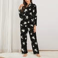 thumbnail image 2 of Honeii Rose Flowers print Women's Pajama Sets Long Sleeve Button Down Sleepwear Nightwear Soft Pjs Lounge Sets-Small, 2 of 7