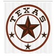 thumbnail image 3 of Texas Star Shower Curtain, Round Symbol with Lone Star Earth Toned Monochromatic Illustration, Fabric Bathroom Set with Hooks, 69W X 75L Inches Long, Dark Brown and Brown, by Ambesonne, 3 of 3