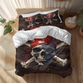 thumbnail image 2 of Punk Skull Full Size Comforter Set, Abstract Watercolor Art Wood Grain Bedding for All Seasons, 4 Pcs Bed Set, 1Quiltcover (86"x86") ,1Sheet(80"x116"), 2Pillowcases (30"x20"), 2 of 12