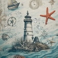 thumbnail image 5 of Orinice  Nautical Coastal Shower Curtain Ocean Beach Starfish Seashell Vintage Sailboat Compass Lighthouse Seahorse Artwork Cloth Waterproof Polyester Bathroom Decor Set with 12 Pack Hooks 69x72, 5 of 7