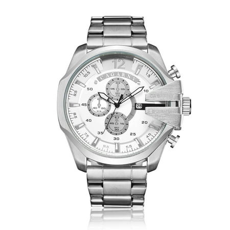 CAGARNY 6839 Classic Big Dial Large Face Quartz Men's Watch Casual Formal Business Sports Male Watch Day Date Wristwatch with Steel Band