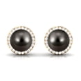 thumbnail image 3 of Rosec Jewels 15 Carat Tahitian Pearl Stud Earring for Women with Diamond Halo, 18K Yellow Gold, 3 of 7