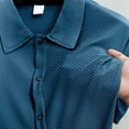 thumbnail image 5 of Men's Casual Short Sleeve Button Down Collar Shirt Solid Color Polyester Comfortable Daily Wear, 5 of 6