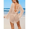 thumbnail image 7 of Charmo Womens V Neck Swim Cover Up Hollow Out Swimwear Tie Back Bikini Beachwear, 7 of 7