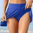 thumbnail image 3 of Gibobby Women Swim Skirt with Zipper Pockets High Waisted Bathing Suit Skirt Athletic Bikini Skirt Bottoms with Panty(Blue,XL), 3 of 4