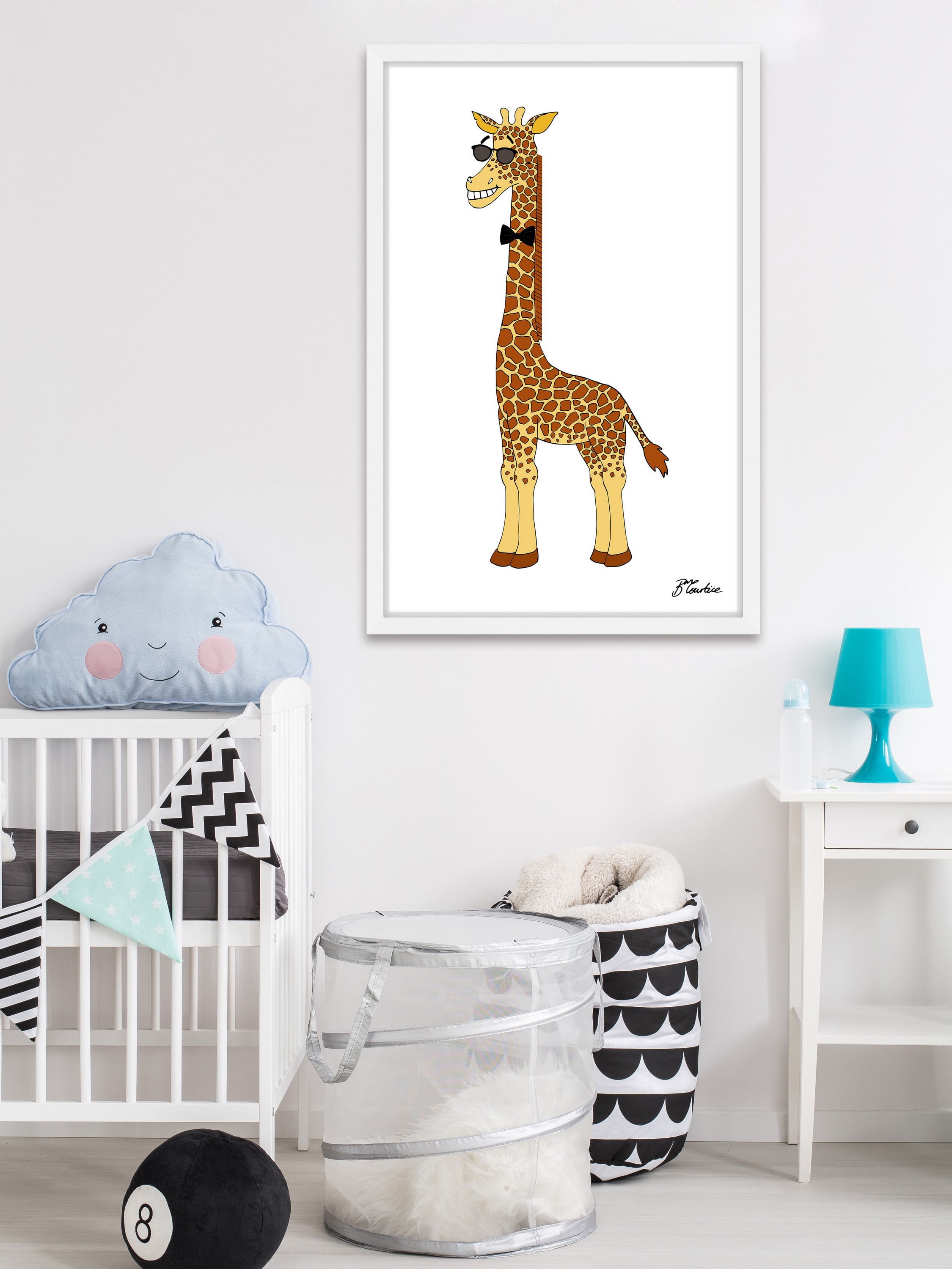 "Hippy Giraffe Tall" Framed Painting Print