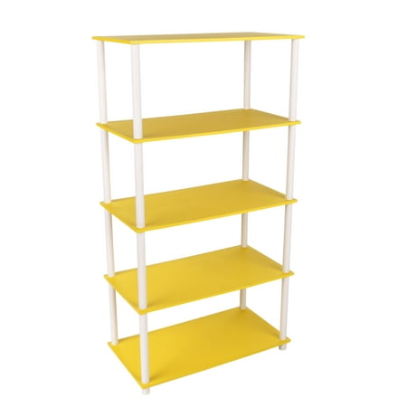 Mainstays No Tools 5-Shelf Storage Bookcase, Yellow
