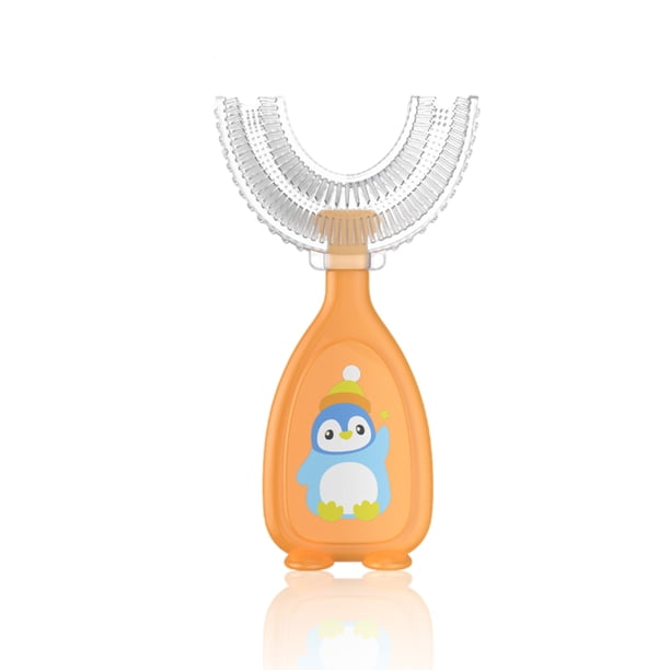 Toystoory Cepillo de portátil de silicona en forma de U para niños pequeños, cepillo de de doble cara para entrenamiento de bebés Suministros de limpieza para el hogar naranja S Toystoory HA009117-07