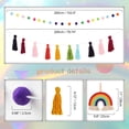 thumbnail image 4 of 3 Pieces Tassel Garland Pom Pom Ball String Banner Macrame Rainbow Wall Hanging Decorative Colorful for Boho Home Decor, Party Supplies, Baby Room, Nursery, Classroom, Dorm Room, 4 of 12