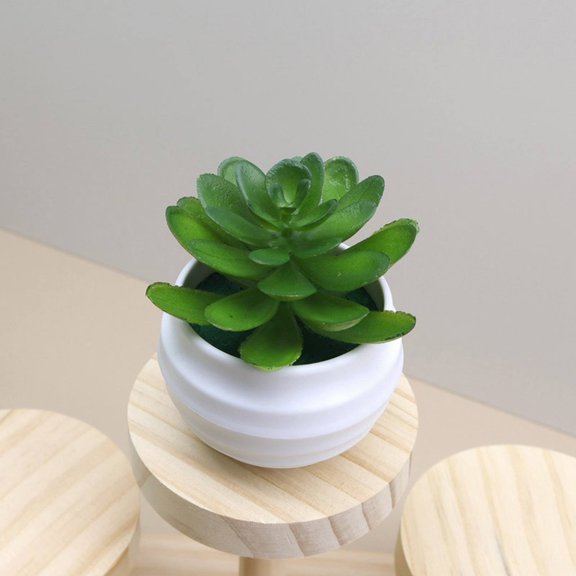 Mini 1Pcs Emerald Green Artificial Succulents in Plastic Pots - Sage Green Room Decor Aesthetics, Office Home Decor Faux Plant Holiday for Women, Men, Kids