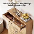 thumbnail image 4 of Shoe Cabinet with 2 Flip Drawers, Freestanding Shoe Organizer with Drawer, Carved Sunflower Narrow Shoe Rack Cabinet for Entryway, Hallway, Living Room, 4 of 9