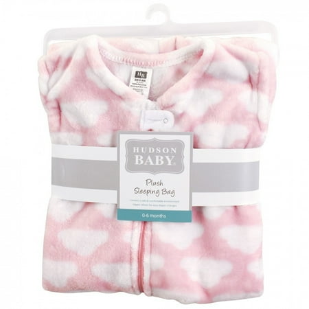 Hudson Baby Infant Girl Plush Sleeping Bag, Sack, Blanket, Pink Clouds Plush, 18-24 Months