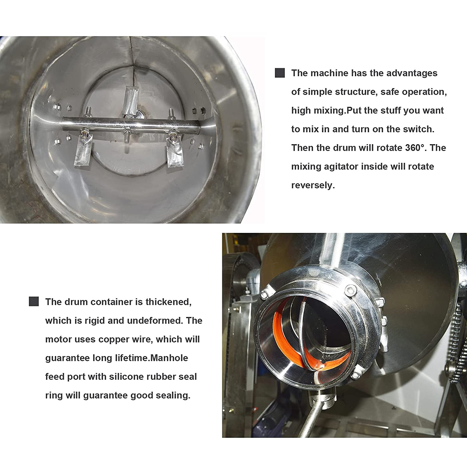 INTSUPERMAI Dry Powder Mixer Drum Particle Blender Metal Powder Mixing Machine Granual Mixer 26.5Gal