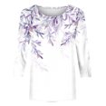 thumbnail image 4 of Birdeem Blouses pour Femmes T-Shirt Imprimé Mode Manches 3/4 Blouse Col Rond Hauts Décontractés, 4 of 12