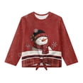 thumbnail image 5 of Xixirimido Cute Snowman Christmas Red Pattern Girls Casual Long Sleeve Shirts Knot Tie-hem Tunic Tops Crewneck Tees Blouses Girls Fashion Clothes, Size 5-6, 5 of 7
