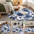thumbnail image 5 of Blue Flower Round Area Rug 4 FT, Non Slip Indoor Outdoor Rug, Vintage Ink Rose Floral Spring Botanical Washable Soft Circular Carpet Non-Shedding Floor Mat for Coffee Table Nursery Foyer Balcony, 5 of 8
