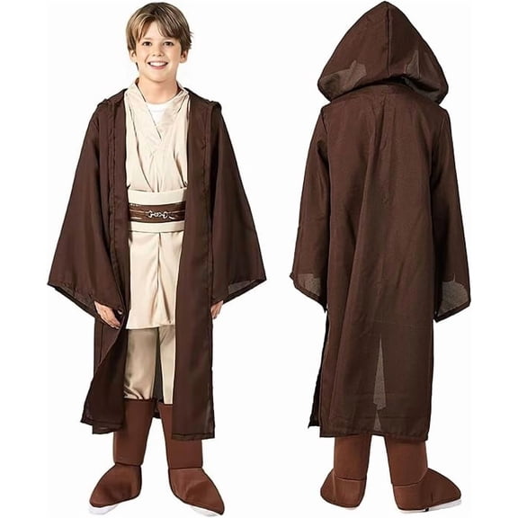 Boys' Knight Outfit ,Four-piece Set, Holiday Party Jumpsuit with Hooded Classic Coat, Holiday Gift
