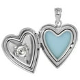 thumbnail image 2 of 3/4 inch Round Sterling Silver Cubic Zirconia Dancing Diamond Heart Locket Pendant for Women Scroll Etching 3/4 inch NO CHAIN, 2 of 3