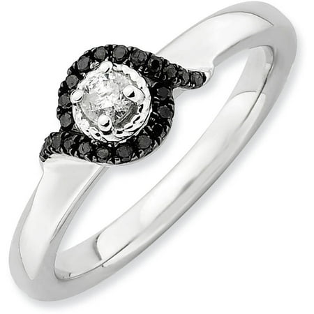 Stackable Expressions White/Black Diamond Sterling Silver Polished Ring