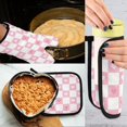 thumbnail image 5 of Yayeee Oven Mitts and Pot Holder Set of 2 Heat Resistant Kitchen Gloves Baking Hot Pad, Pink Checkered Heart, 5 of 5