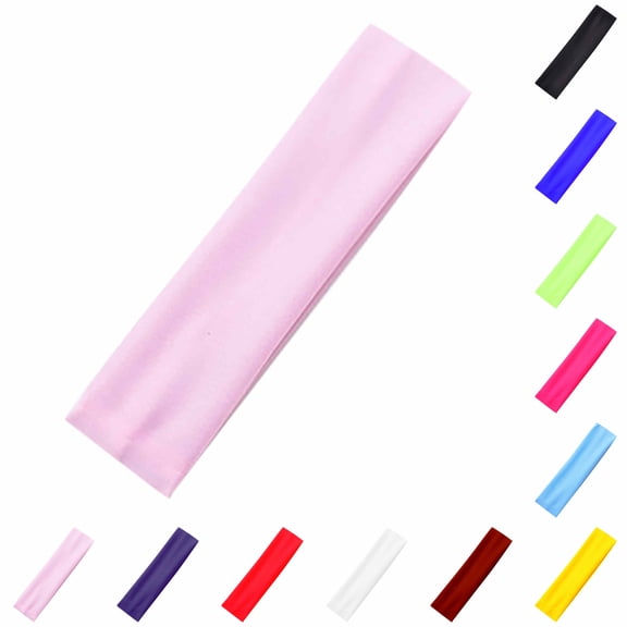 Bmisegm Headbands for Girls Elastic Sports Headband 12 Colors for Yoga Running Fitness Scarf for Hair 4-12Y Pink,One Size