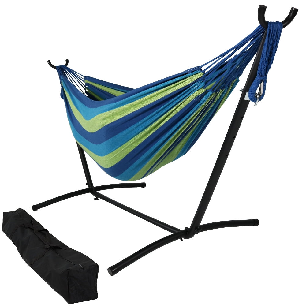 Sunnydaze Brazilian Double Hammock With Stand And Carrying Pouch 2