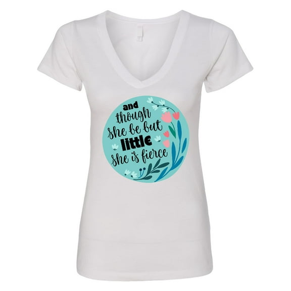 Inktastic Shakespeare She is Fierce Quote Women's V-Neck T-Shirt