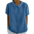 thumbnail image 1 of Vestidos Casuales Para Mujer, Blusas De Mujer De Moda Camisa de lino lisa de verano para mujer, con cuello de muñeca y solapa suelta, bonita, 1 of 6