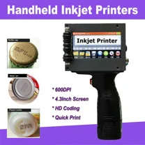 TOPCHANCES Handheld Inkjet Printer, Portable Inkjet Printer with 4.3 Inch Touchscreen, 600DPI HD Resolution, Black