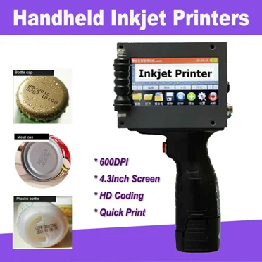 TOPCHANCES Handheld Inkjet Printer, Portable Inkjet Printer with 4.3 Inch Touchscreen, 600DPI HD Resolution, Black