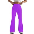 thumbnail image 5 of Feancey High Waist Flare Pants for Women Milk Silk Soft Bootcut Leggings Tummy Control Sports Yoga Pants Stretchy Slim Fit Athletic Tights Sales Today Purple L, 5 of 7
