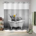thumbnail image 6 of No Hook Shower Curtain, Funny Yak Shower Curtains for Bathroom with See Through Top Window, Cute Art Vintage Lovely Animals on Bathtub Waterproof & Washable Bath Curtain Standard 72"x72", 6 of 9