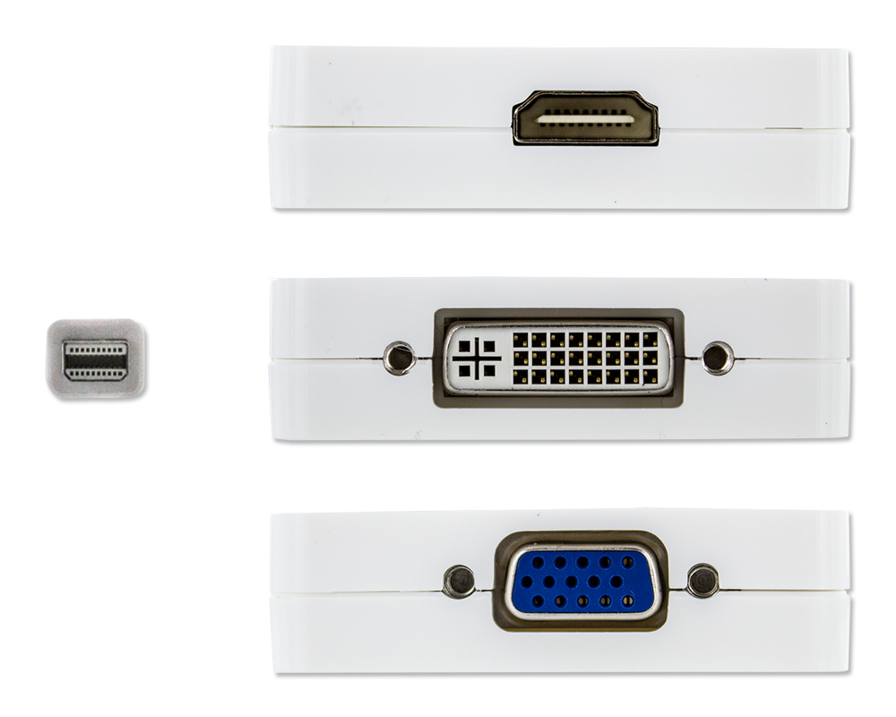 NavePoint Thunderbolt Mini DisplayPort to DVI VGA HDMI Adapter White - image 3 of 4