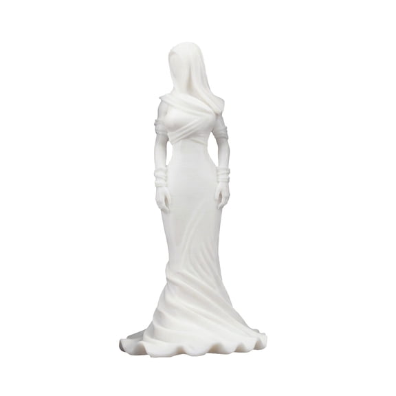 Hugtrea Vintage Hooded Cowl Women Figurine 3D Printed Fishtail Dress Faceless Lady Statue Sculpture Home Office Decoration Ornament