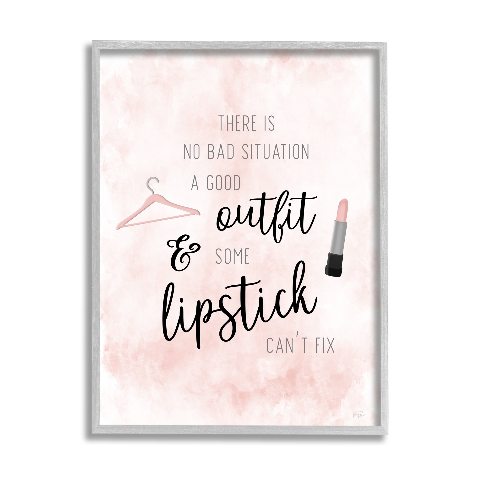 Stupell Industries Motivating Style Quote Glam Fashion Makeup Typography Graphic Art Gray Framed Art Print Wall Art, Design by Natalie Carpentieri