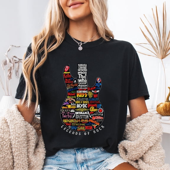 Legends of Rock T-Shirt: Vintage Guitar Graphic Tee for Music Lovers